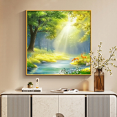 森林风景画玄关走道装 饰画入户正对门客厅餐厅挂画绿色小清新壁画
