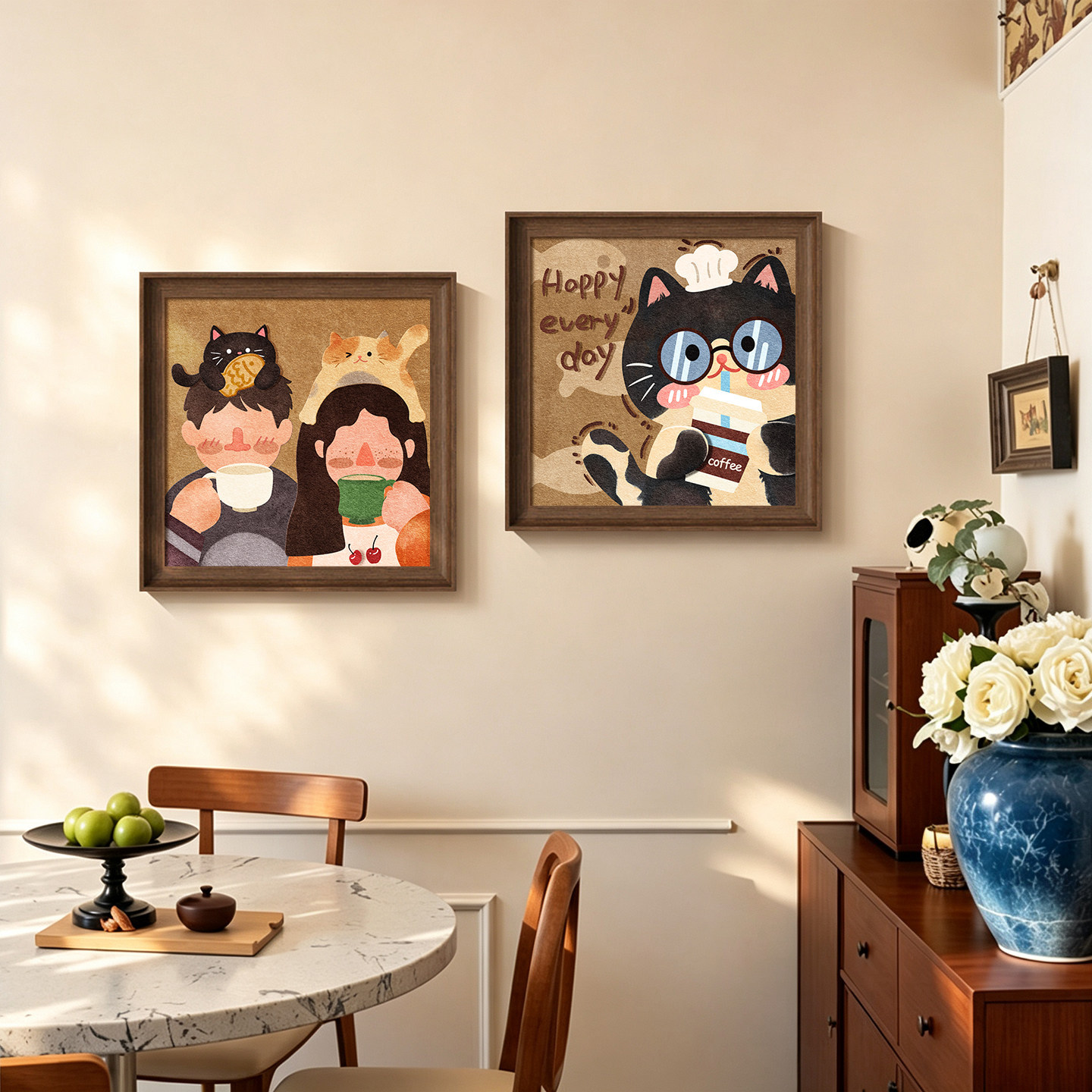 美拉德猫咪餐厅客厅装饰画