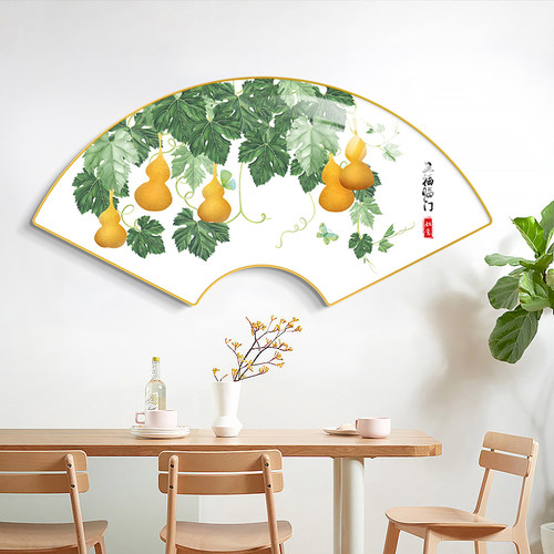 餐厅装饰画新中式扇形玄关挂画