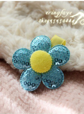 天使公主可爱婴儿童宝宝发夹饰品 出口品质 蓝色亮片 平夹PA13