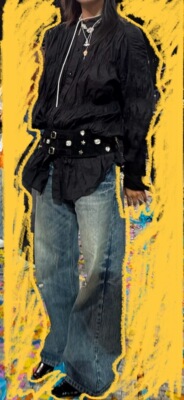 中古默认微瑕不退不换  真皮铜钉腰带屁帘 意大利