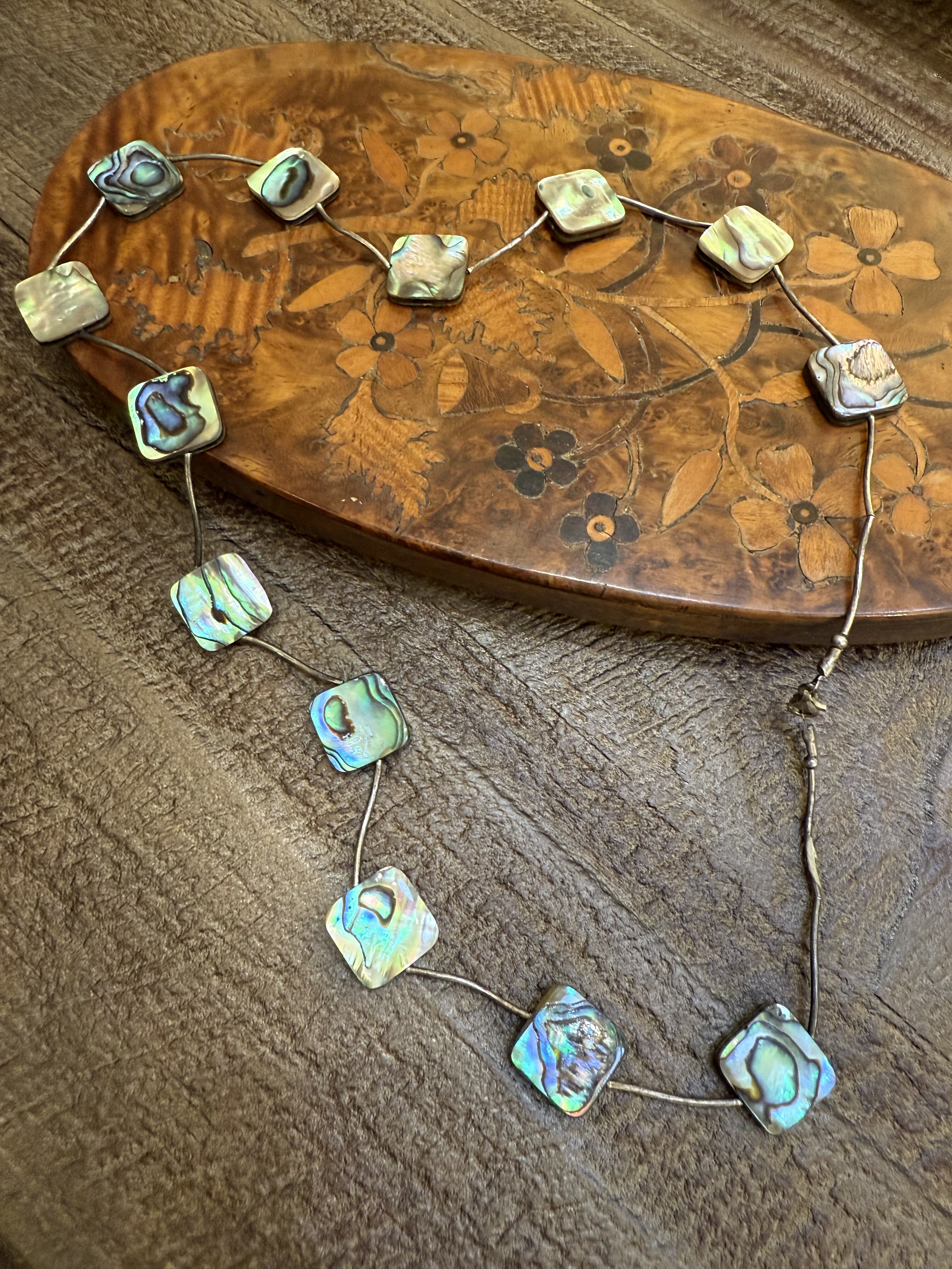 中古默认微瑕不退不换 鲍贝银管银项链 意大利