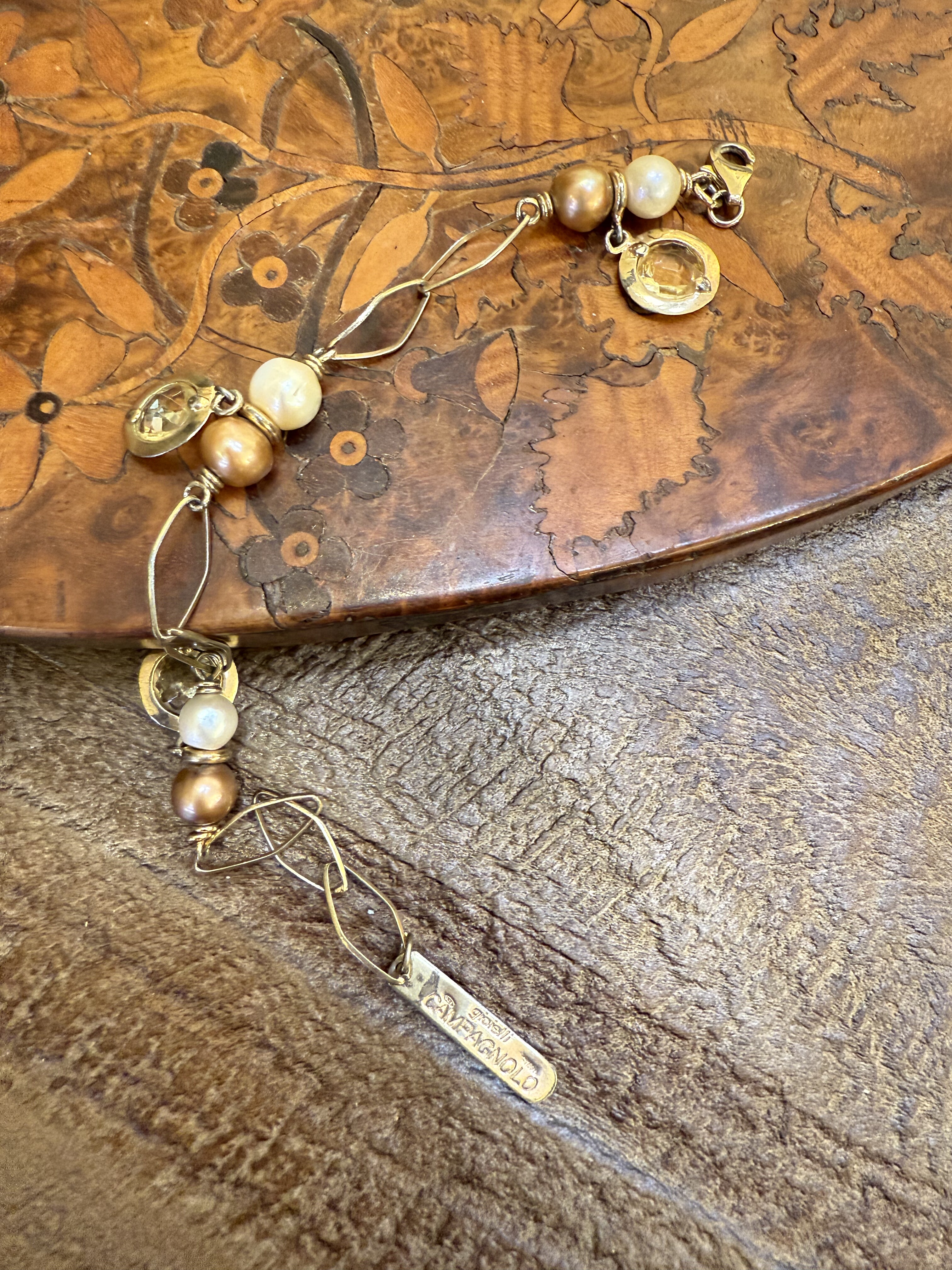 中古默认微瑕不退不换  打标天然珍珠银手链 意大利