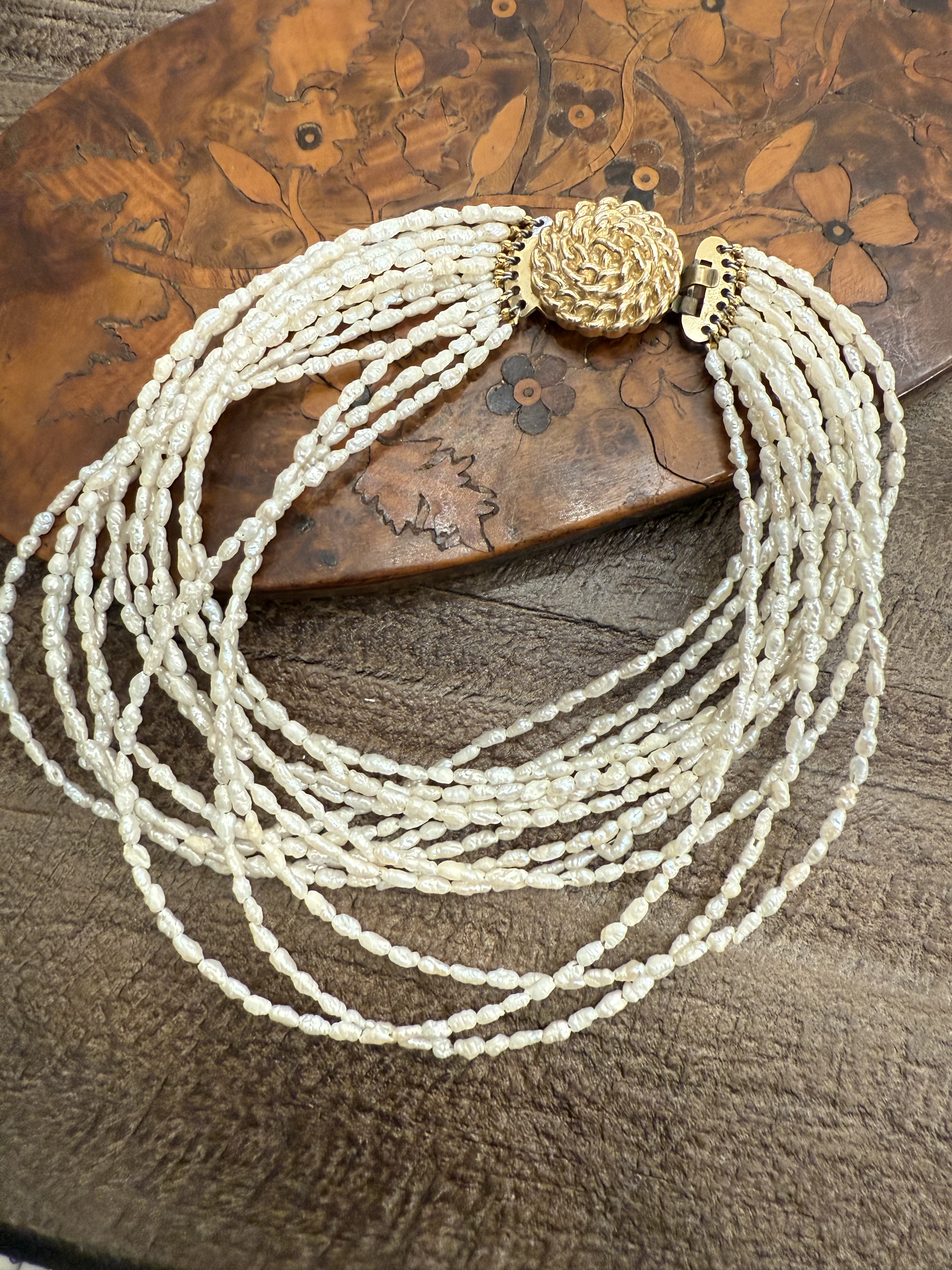 中古默认微瑕不退不换  天然珍珠多层项链 choker  意大利