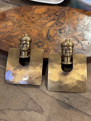中古默认微瑕不退不换   艺术锤纹铜耳环耳钉 意大利