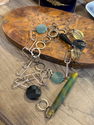 中古默认微瑕不退不   特价玛瑙银项链 意大利