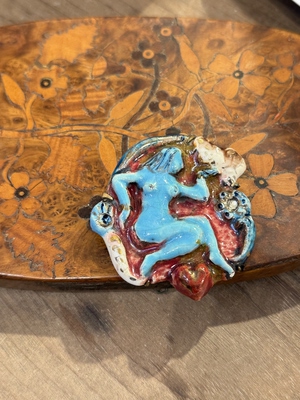 中古默认微瑕不退不换  艺术手工陶瓷胸针 意大利