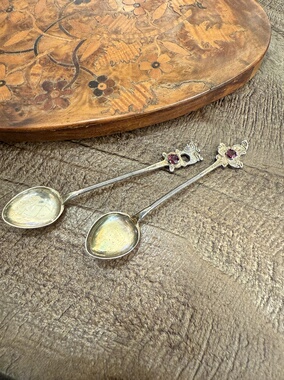 中古默认微瑕不退不换  手工中古银勺验银 89.2 意大利