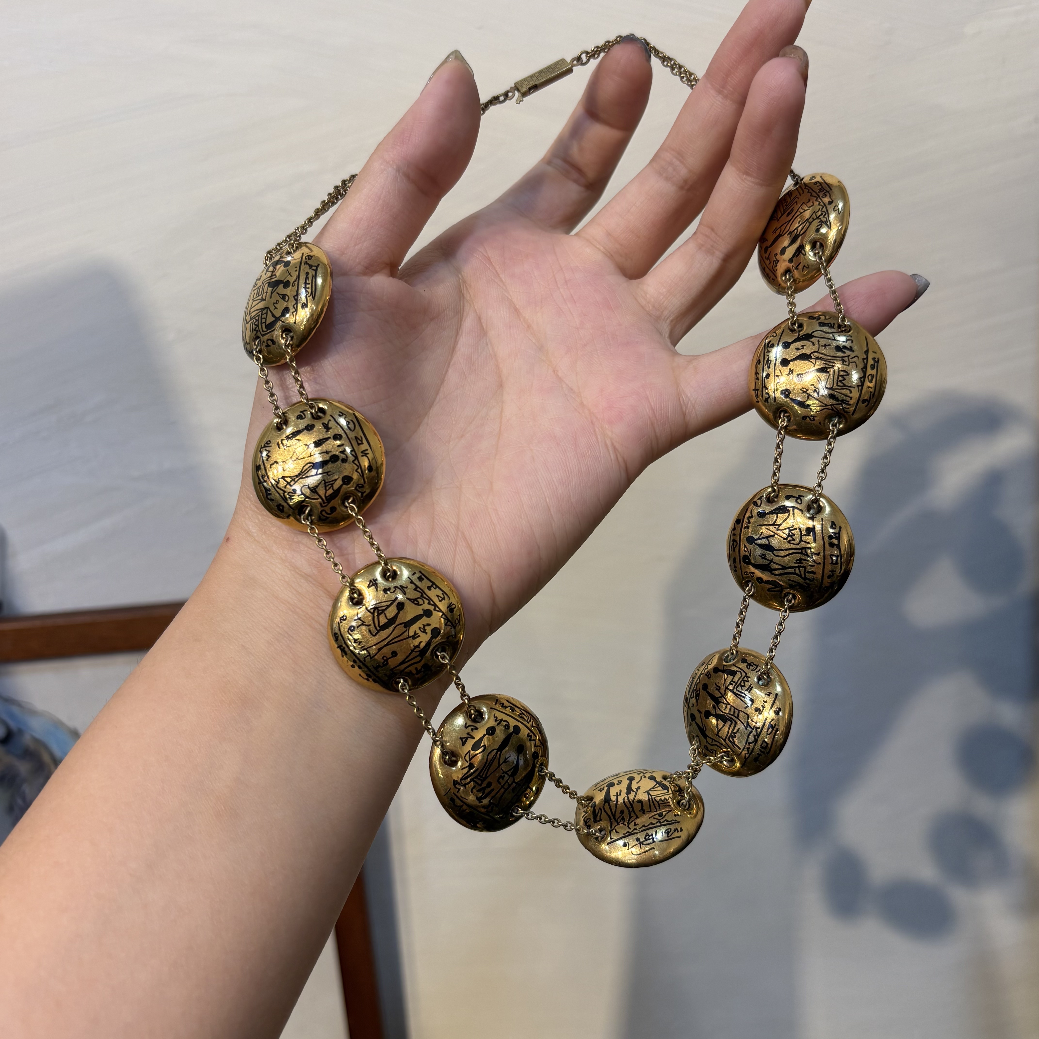 中古默认微瑕不退不换 壁画手工陶瓷项链