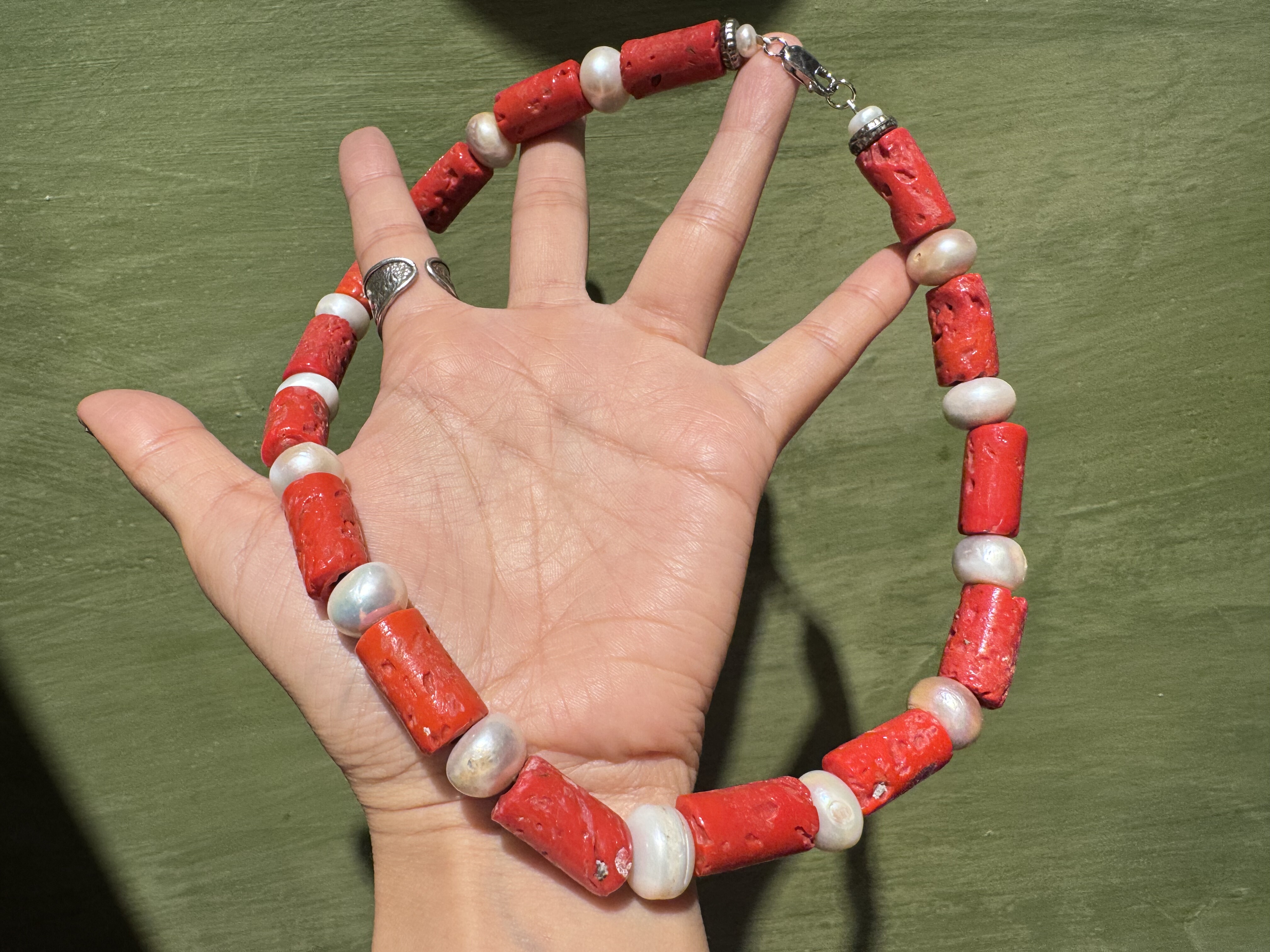 中古默认微瑕不退不换  老琉璃天然巴洛克珍珠项链 意大利