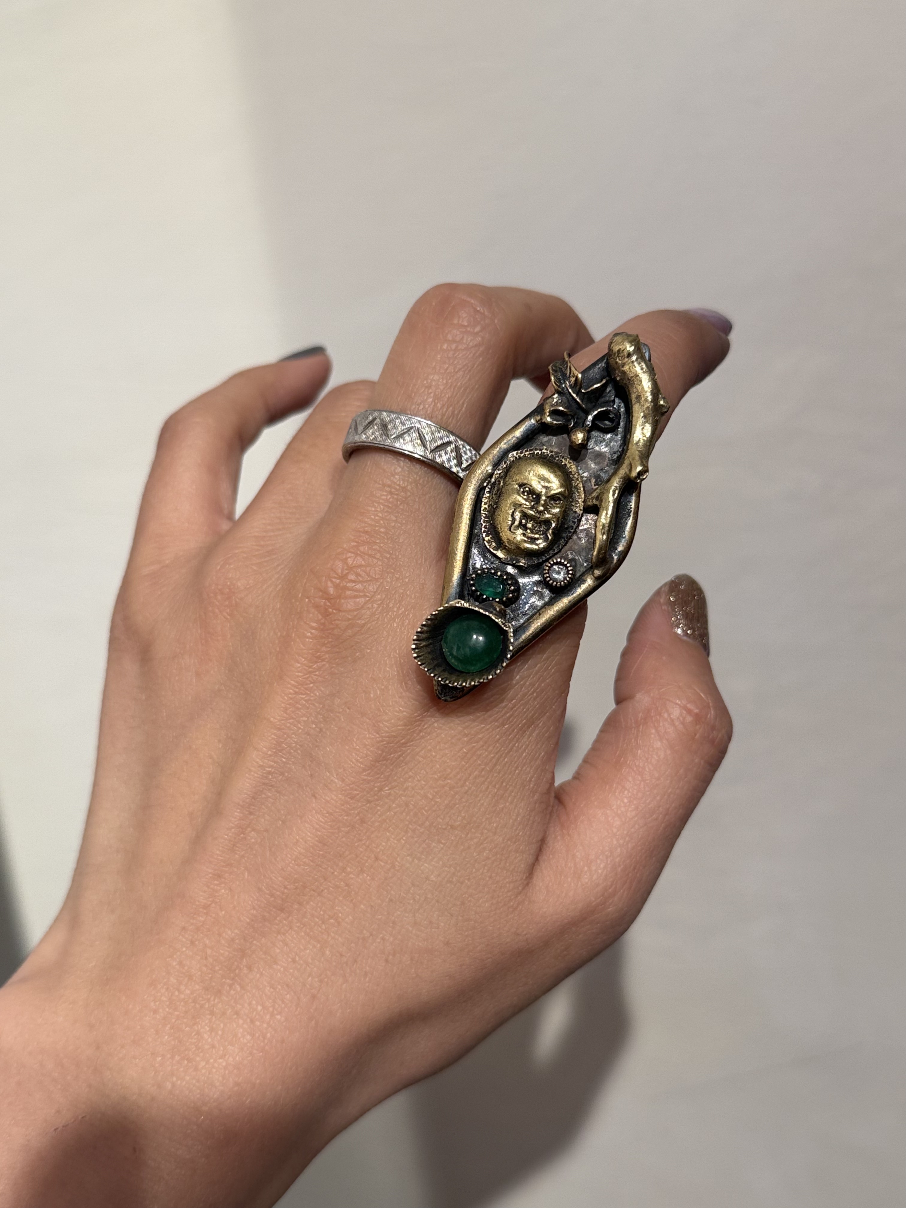 中古默认微瑕不退不换艺术家银戒指 铜加银 开口留言尺码  意大利