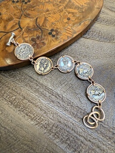 中古默认微瑕不退不换 银手链 20.5cm 古币风格