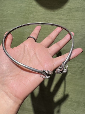 中古默认微瑕不退不换  古董羊头银项圈 验银 88.9 意大利