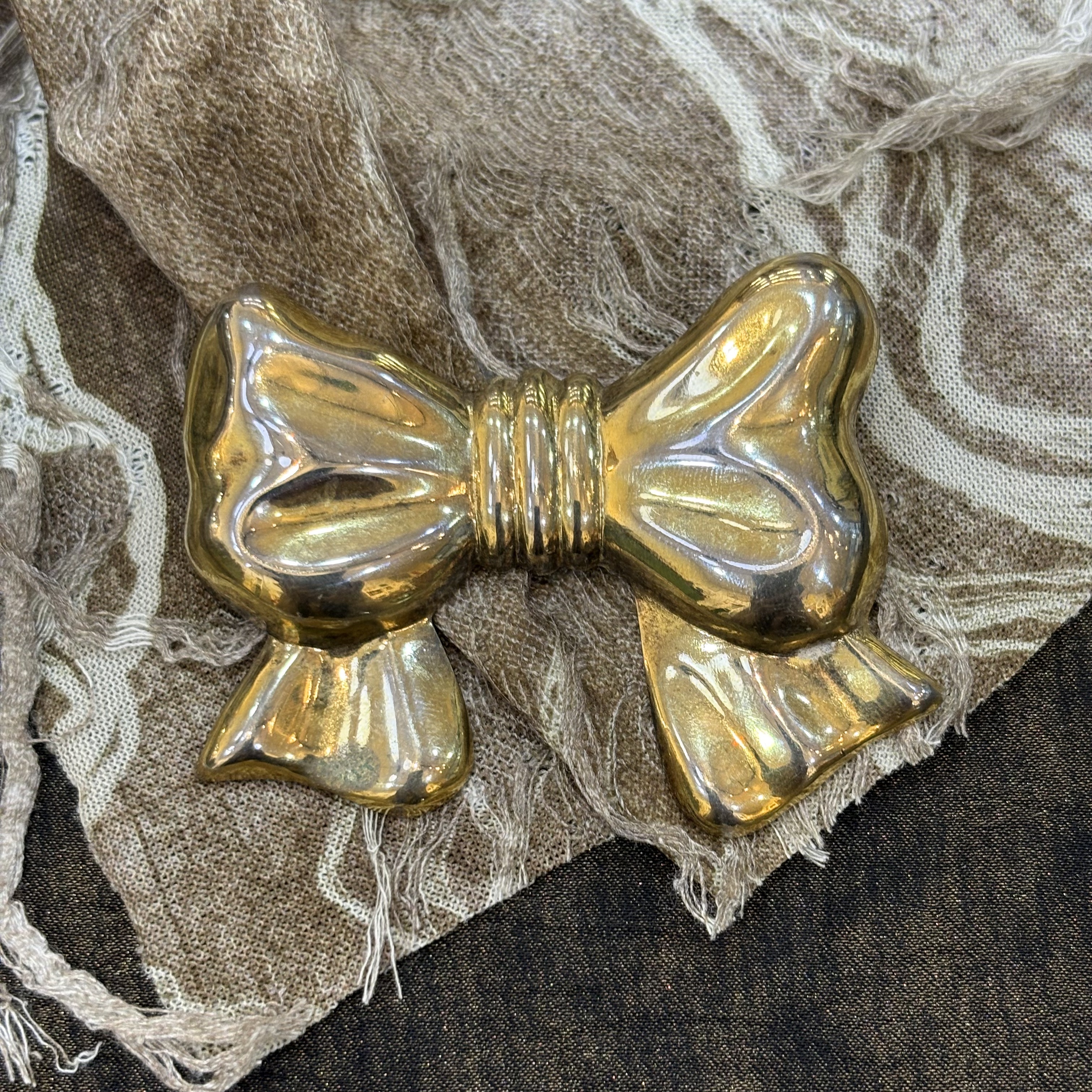 中古默认微瑕不退不换 蝴蝶结银胸针 意大利