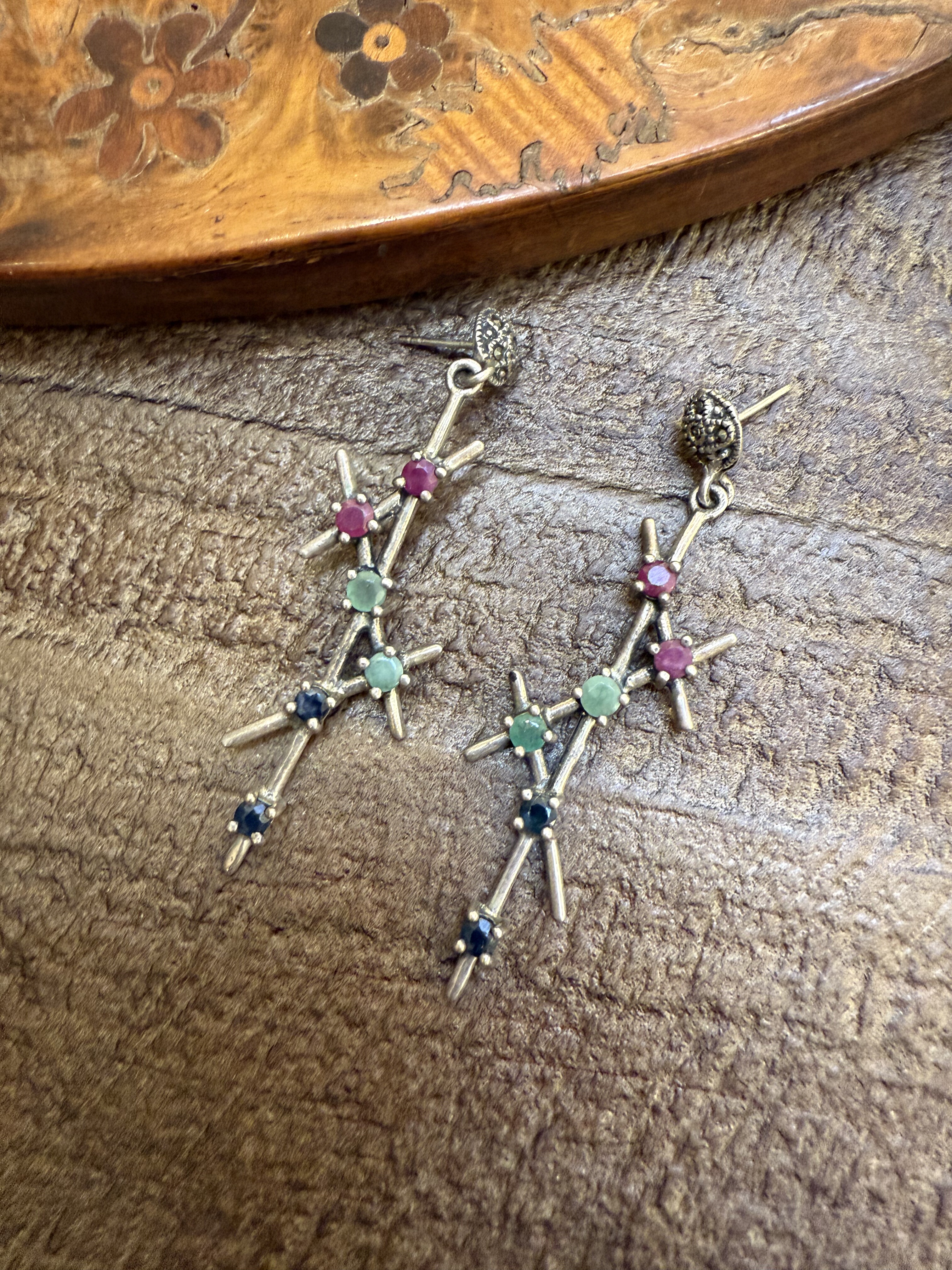 中古默认微瑕不退不换  宝石银耳钉扫肩 意大利