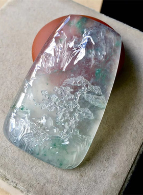 翡翠玉佛观音葫芦如意福瓜豆吊坠花件天然A缅甸1492飘花山水牌