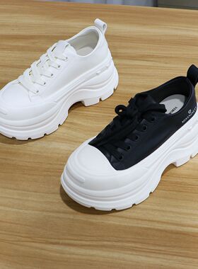 诗路花语V6M女鞋2026春欧版增高小白鞋松糕厚底休闲运动鞋78-9029
