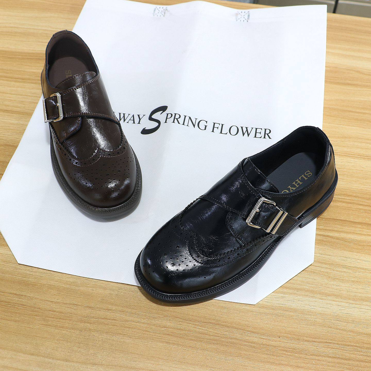 诗路花语2026春真皮布洛克皮带扣乐福鞋学院风小皮鞋单鞋91-6056,女鞋,乐福鞋（豆豆鞋）,淘宝优惠券,粉丝福利购,淘宝优惠卷