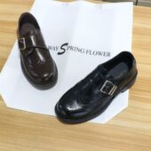 诗路花语2026春真皮布洛克皮带扣乐福鞋 6056 学院风小皮鞋 单鞋