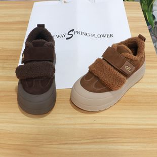 221 诗路花语女鞋 保暖棉鞋 女冬季 513 2025冬加绒魔术贴厚底休闲鞋