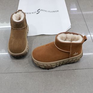 诗路花语雪地靴女2205冬真皮加绒保暖短筒棉靴防滑棉鞋 920 女600