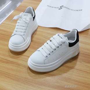 661 诗路花语女鞋 轻便休闲板鞋 真皮厚底增高小白鞋 2008 2025秋新款