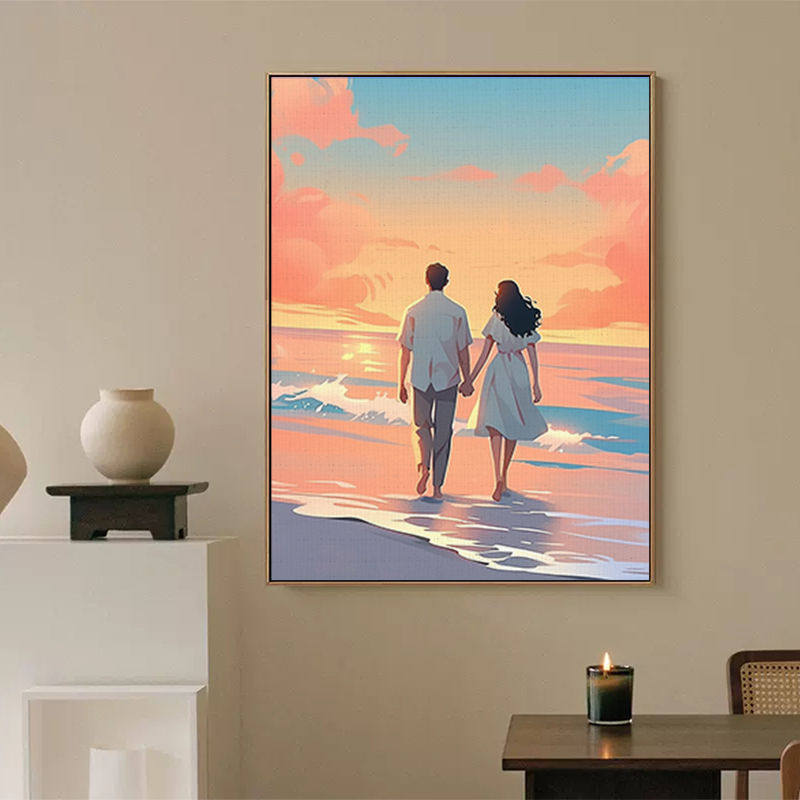 情侣数字油画diy手工填充卡通涂色涂鸦丙烯油彩画画2024新款礼物