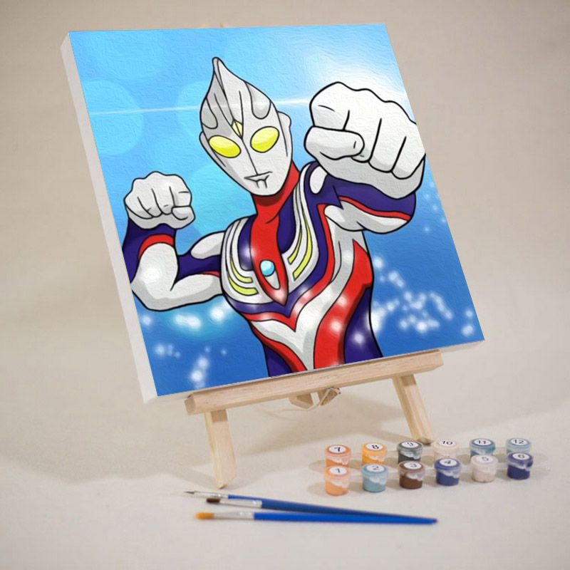 数字油画diy奥特曼儿童画画动漫涂色填充填色治愈手工