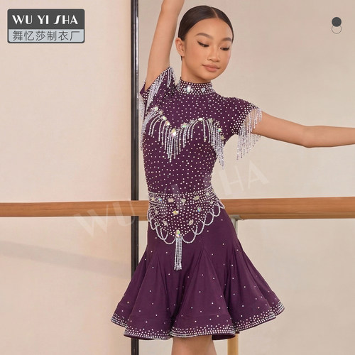 舞忆莎高档新款儿童拉丁舞服演出服少儿女童拉丁舞表演比赛服
