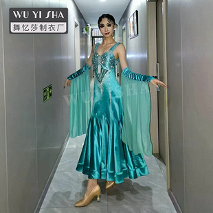 摩登舞裙连衣裙国标新款 跳舞大摆长裙女华尔兹探戈交谊舞蹈服2780