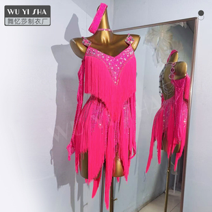 新款拉丁舞比赛表演出服装女成人少儿童专业高级艺考花服2782