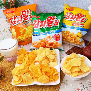 韩国进口caparros薯片土豆片奶酪蛋黄便携带酥脆小零食户外踏青