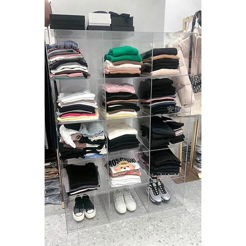 亚克力服装店展示架裤子收纳柜