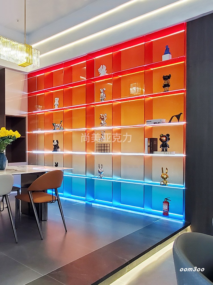 亚克力展示架定制透明渐变色服装店鞋子包包手办酒柜亚克力置物架图片