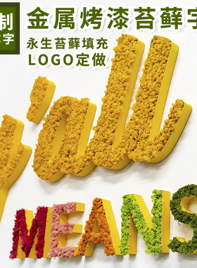 定制LOGO金属烤漆字永生苔藓字母手工制作绿色生态招牌彩色立体字