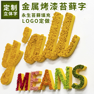 定制LOGO金属烤漆字永生苔藓字母手工制作绿色生态招牌彩色立体字