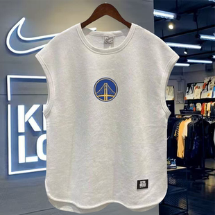坎肩大码 勇士潮牌运动背心纯棉重磅篮球服无袖 宽松T恤 新款 夏季