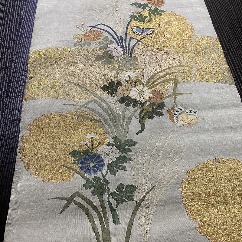 收藏品手工老织物缂丝精美图花卉图案旗袍汉服高端设计桑蚕丝面料