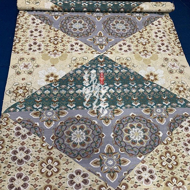 藏品苏绣手工老织物本缂丝打籽绣中式设计高定衣料曲径通幽精美图