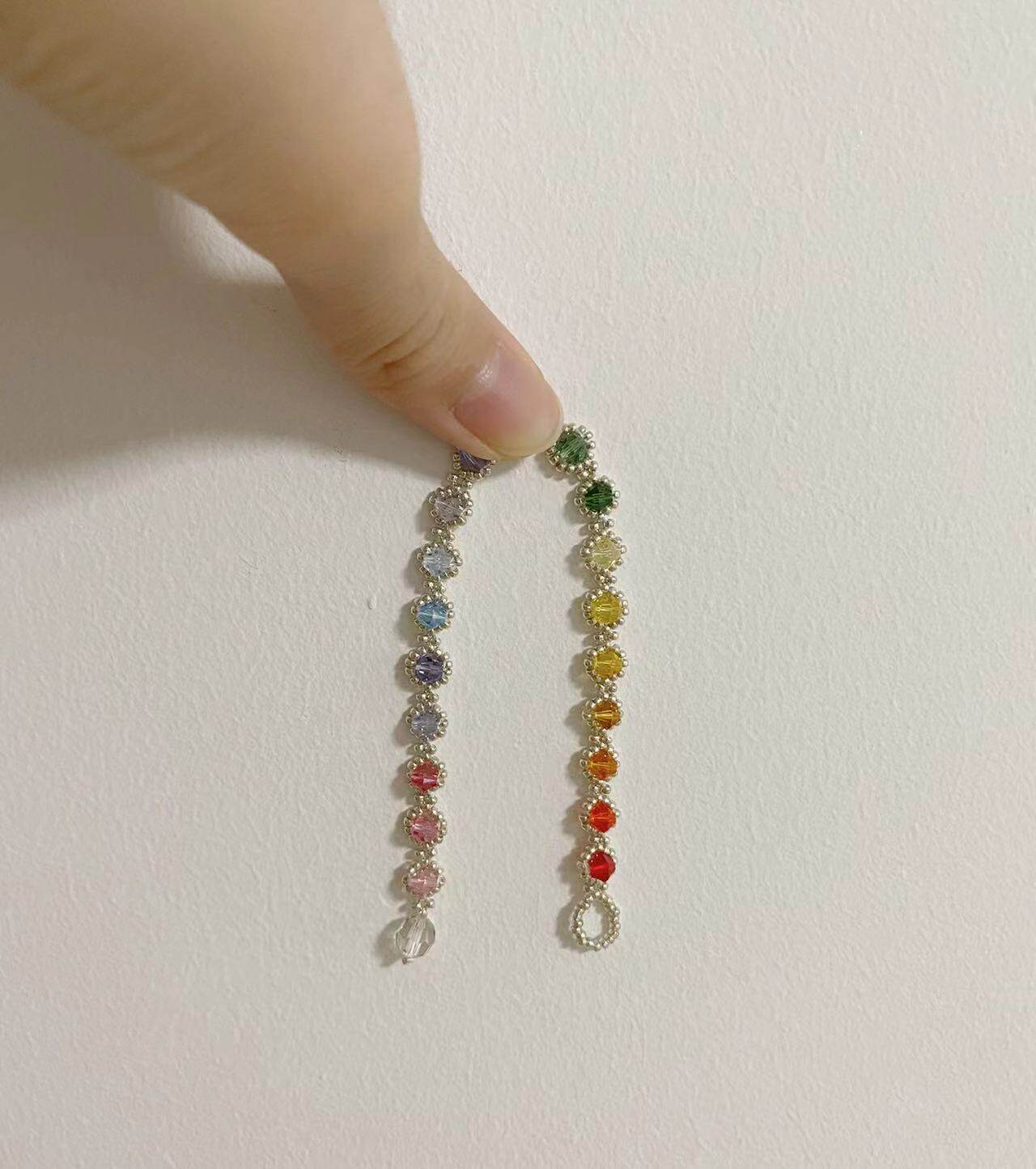 一颗彩虹糖 原创设计彩虹渐变色手链施华洛水晶diy串珠材料包教程