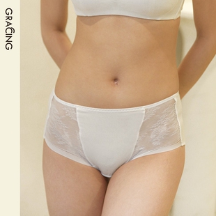 歌瑞森正品白茶中腰内裤提花远红外理疗抗菌底裆夏季清洗女三角裤