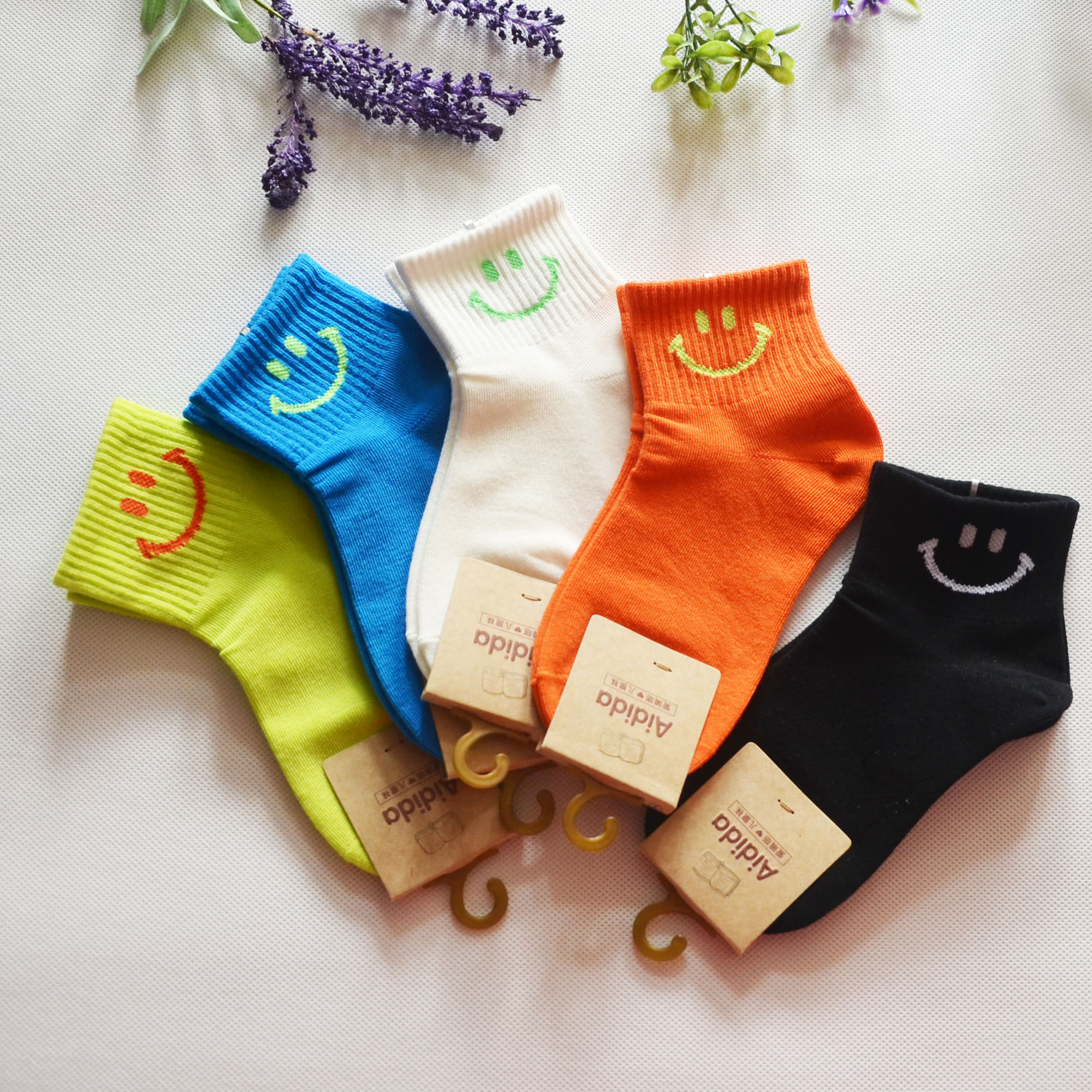 特价春秋夏天儿童爱嘀嗒中筒1-3岁&4-6岁&7-9岁&10-15岁笑脸袜子