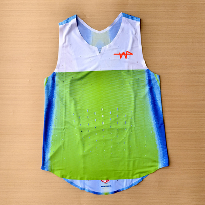 2025女子七彩马拉松上衣钻石联赛压胶田径背心连体田径服订制LOGO