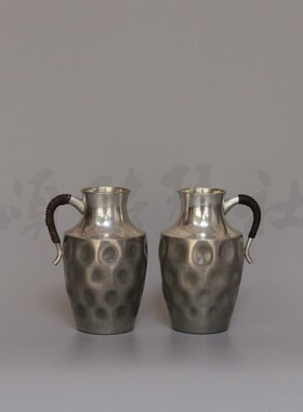 『颂雅琴社』锤目纹本锡分酒器  醒酒壶 昭和早期老物件（一对）