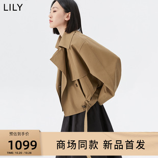 商场同款 LILY2023秋新款 女装 风衣外套女 复古时尚 通勤宽松短款