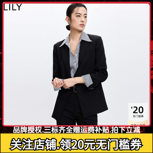 LILY2026春新款经典正肩一粒扣收腰通勤休闲西服高级感西装外套女