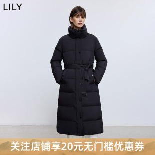 LILY2025冬新款女装立领收腰被子款90鸭绒通勤加厚羽绒服外套长款