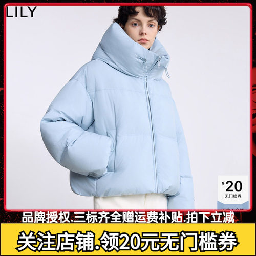 【法奢白金鹅绒服】LILY2025冬新款女装三防泡芙羽绒服外套面包服