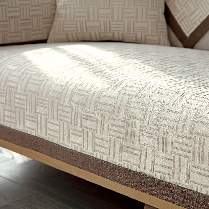 实木防滑沙发垫布艺四季通用北欧简约高档雪尼尔座垫全包皮套罩巾