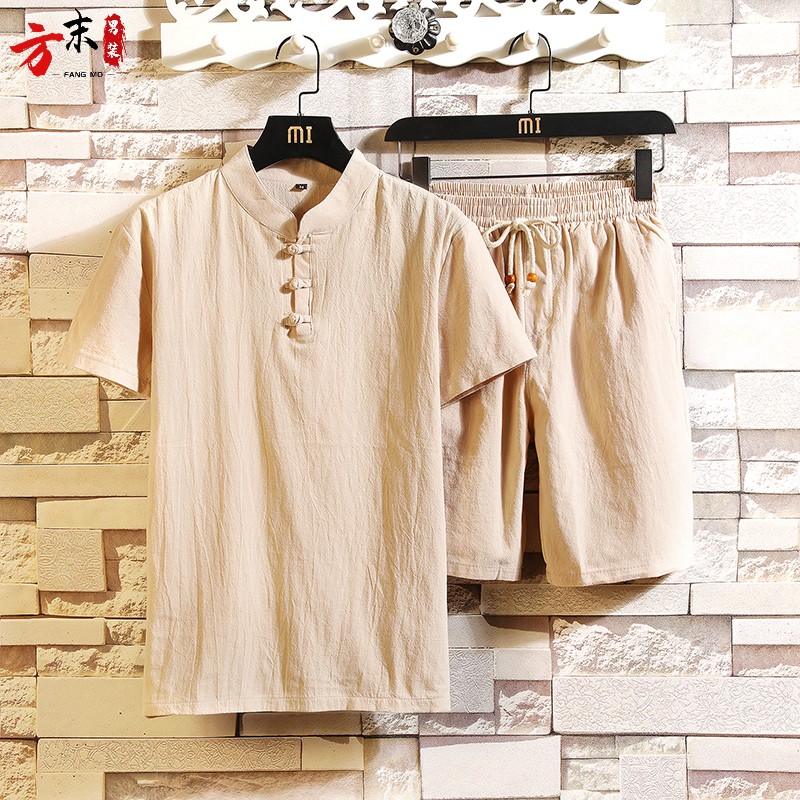 民族复古风休闲佛系禅意衣服套装